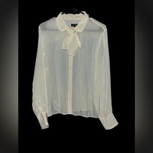 J. Crew Removable tie-neck button-up shirt in crepe de chine XL NWT